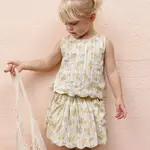 Rylee + Cru Rylee + Cru Natural Lemon Ditsy Flower Lenny Top & Lenny Skirt Set