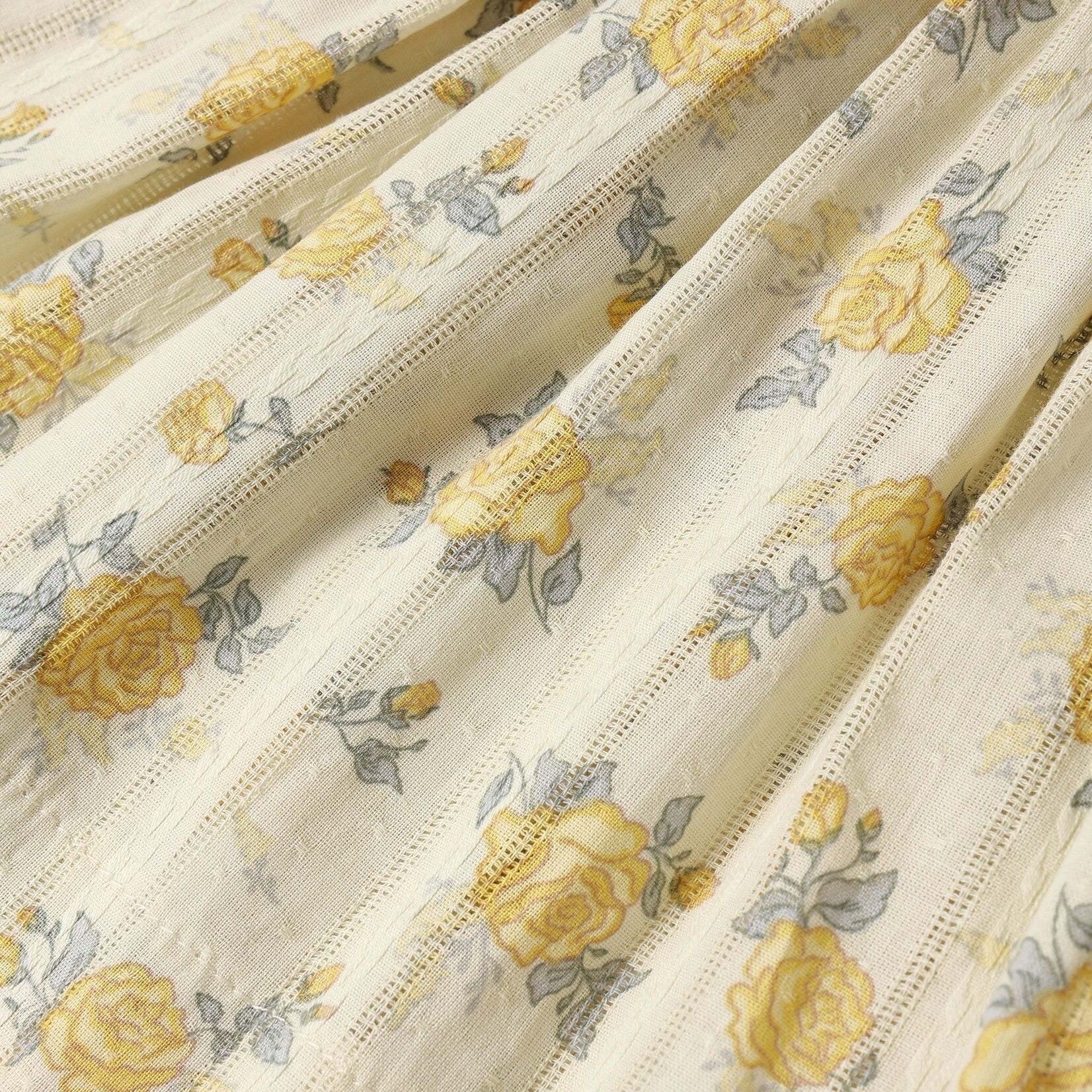 Rylee + Cru Rylee + Cru Natural Lemon Ditsy Flower Lenny Top & Lenny Skirt Set