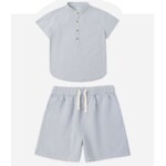 Rylee + Cru Rylee + Cru Light Blue Heathered Mason Shirt And Perry Short Set
