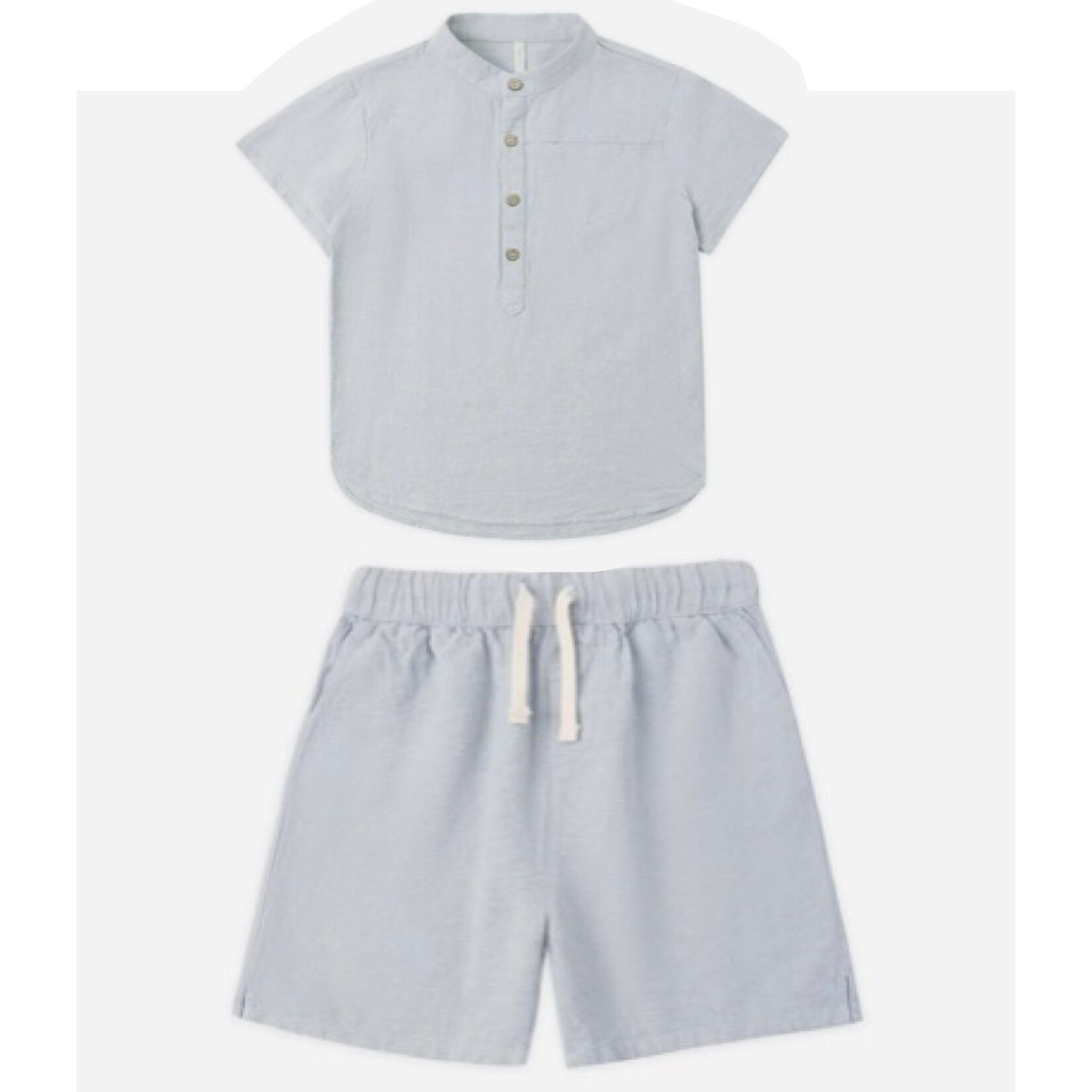 Rylee + Cru Rylee + Cru Light Blue Heathered Mason Shirt And Perry Short Set