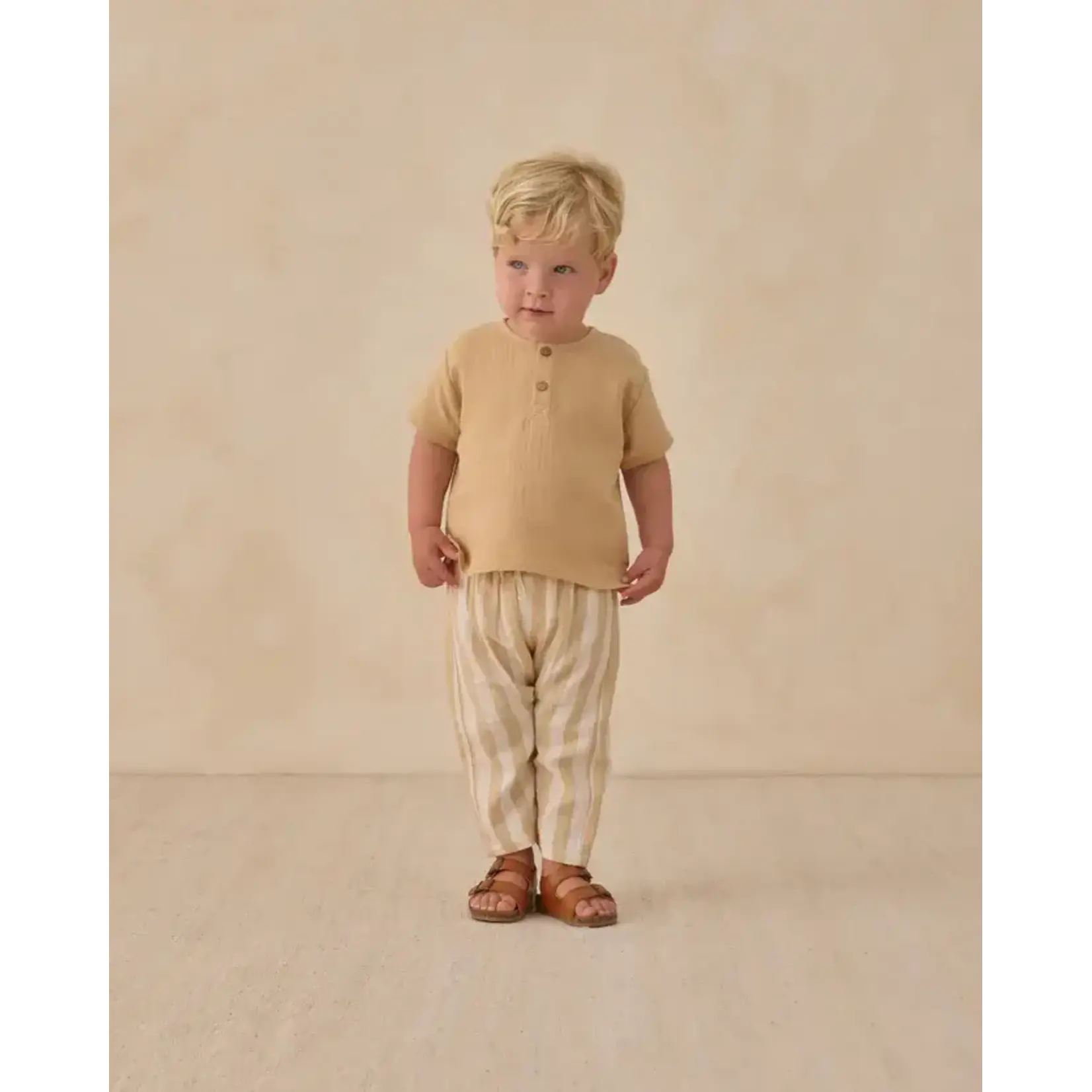 Quincy Mae Quincy Mae Butterscotch Henry Top & Summer Stripe Pant Set