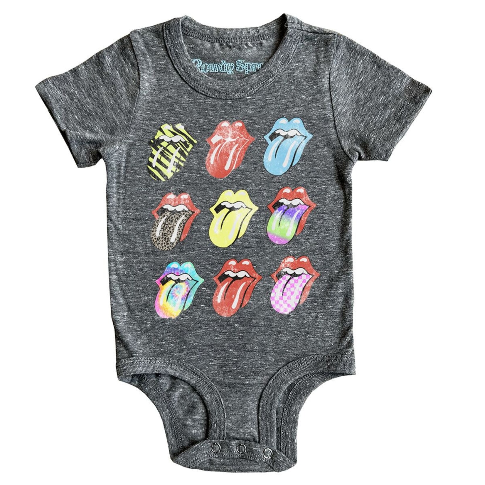 Rowdy Sprout Rowdy Sprout Tri Grey Rolling Stones Tongues s/s Onesie