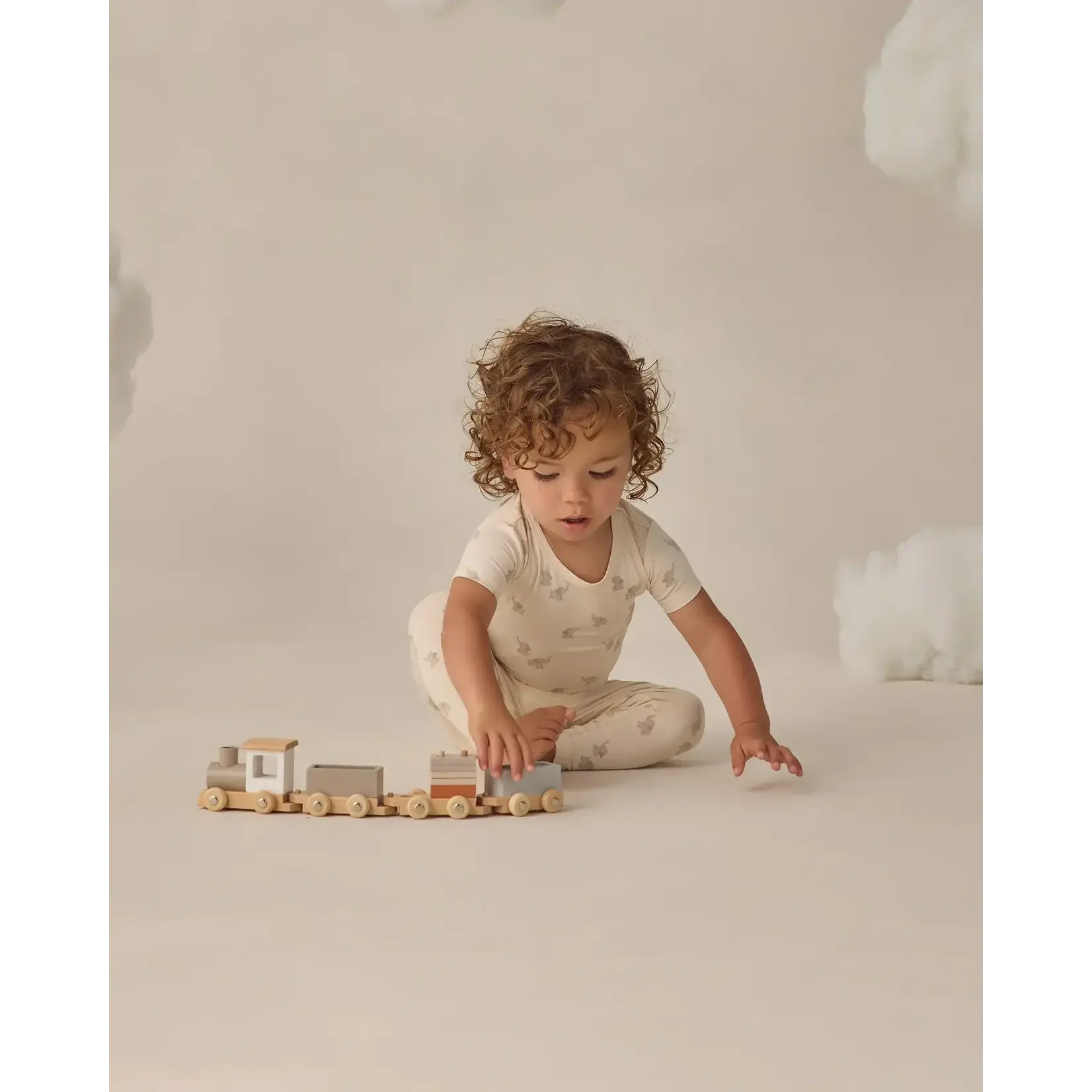 Quincy Mae Quincy Mae Natural Elephants Bamboo S/S Pj Set