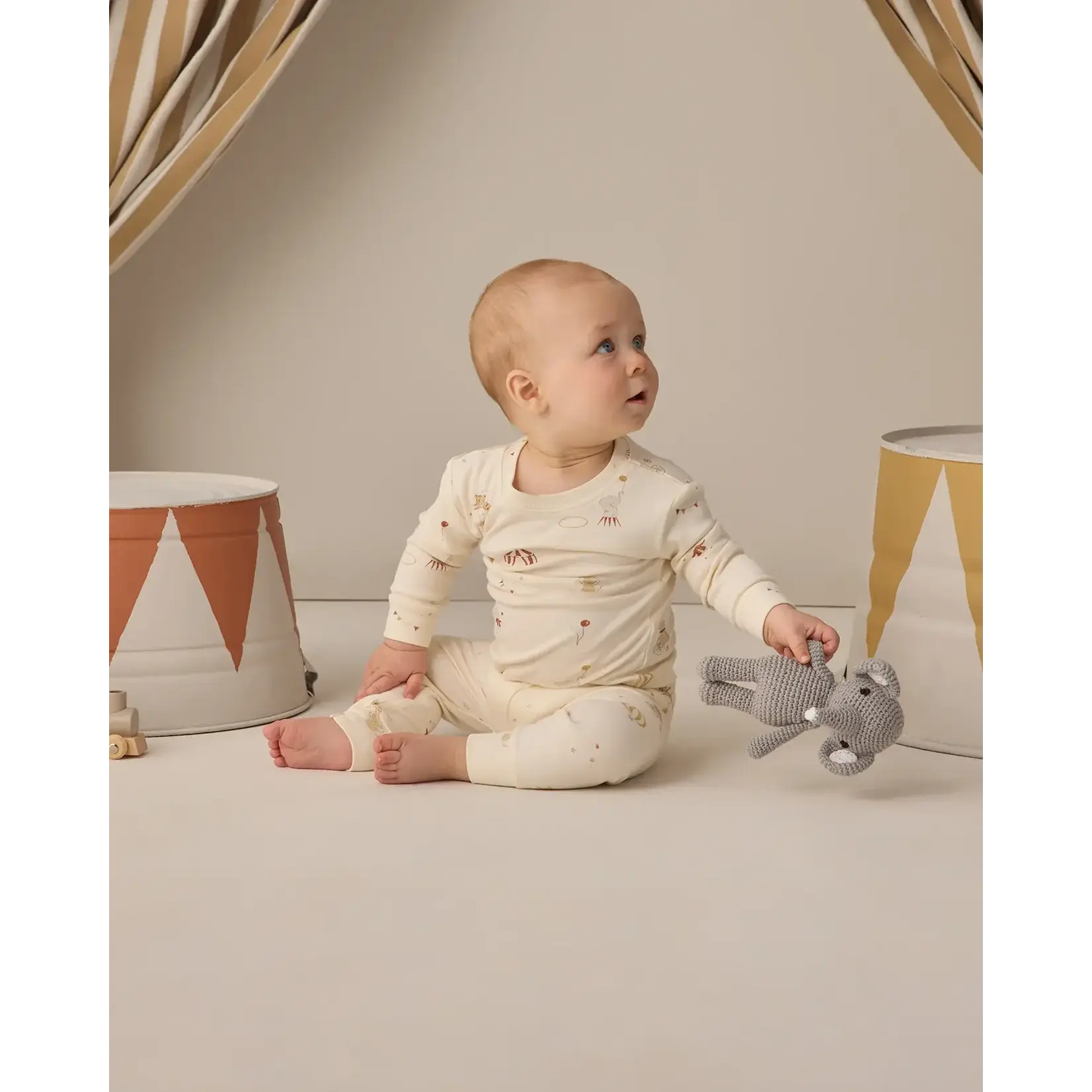 Quincy Mae Quincy Mae Ivory Carnival Jersey Pajama Set
