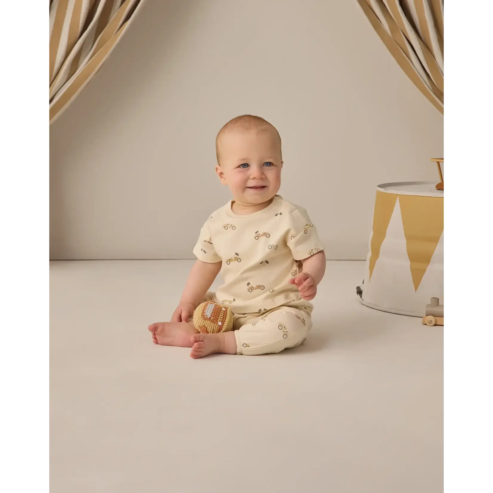 Quincy Mae Quincy Mae Natural Race Car Jersey Tee And Pant Set