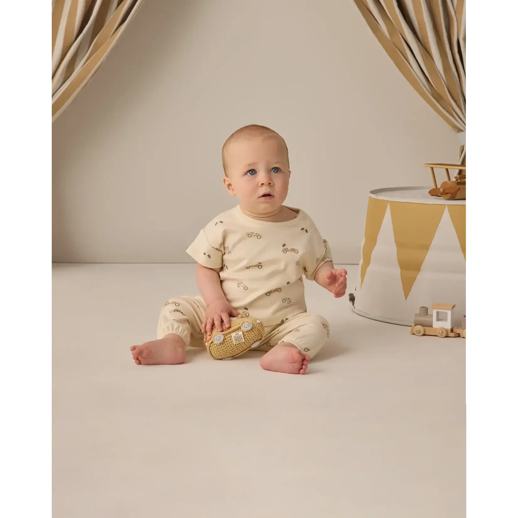 Quincy Mae Quincy Mae Natural Race Car Jersey Tee And Pant Set