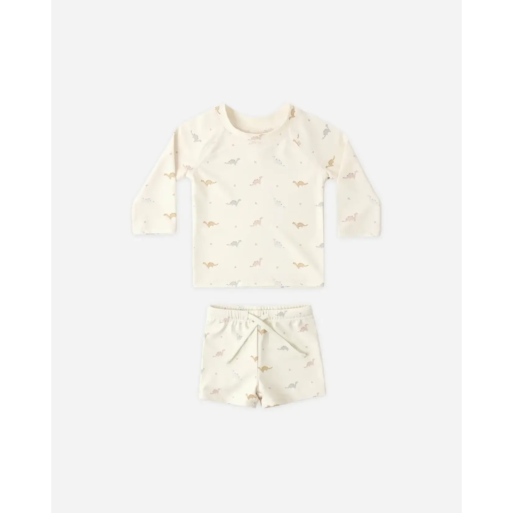 Quincy Mae Quincy Mae Natural Dino Finn Rashguard And Short Set