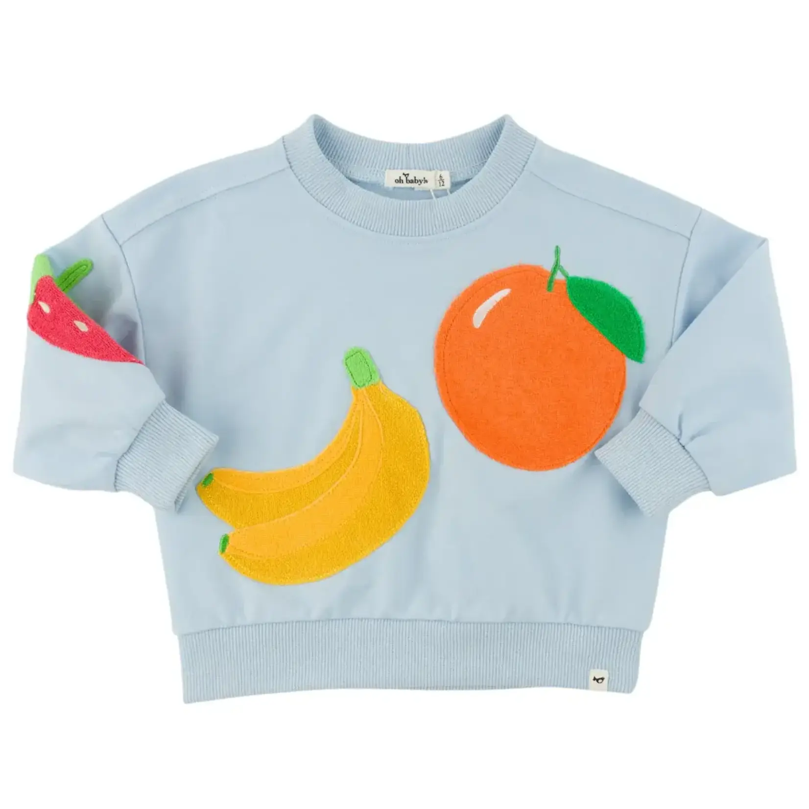 Oh Baby! Oh Baby Sky Blue Fruit Applique Charlie Sweatshirt