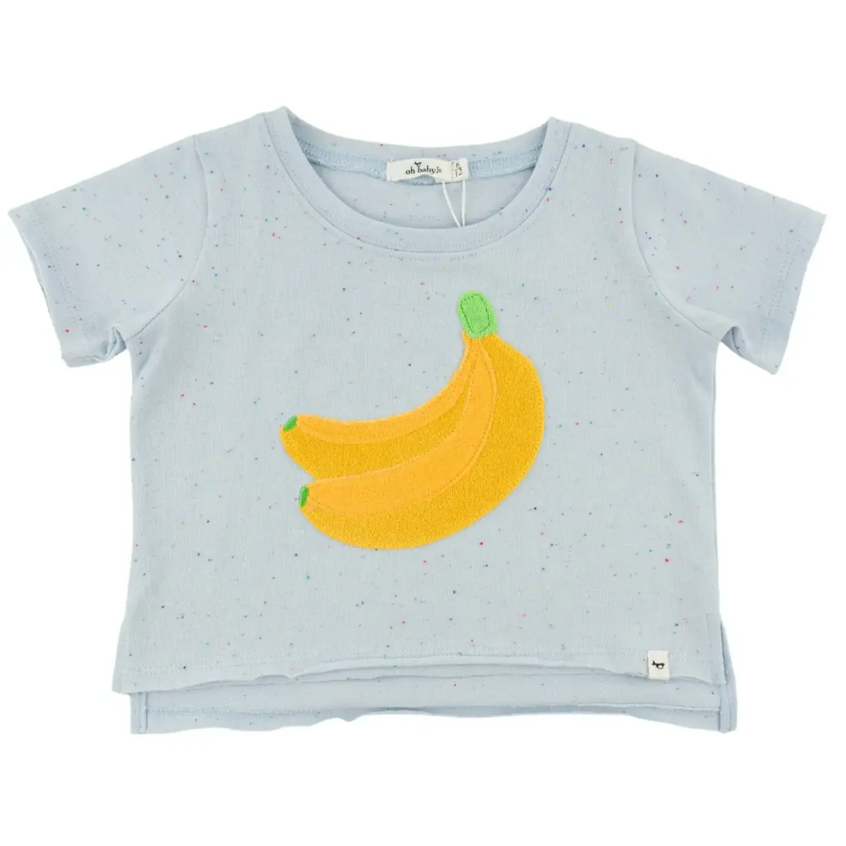Oh Baby! Oh Baby Sky Blue Banana Terry Applique Confetti Raw Edge Tee
