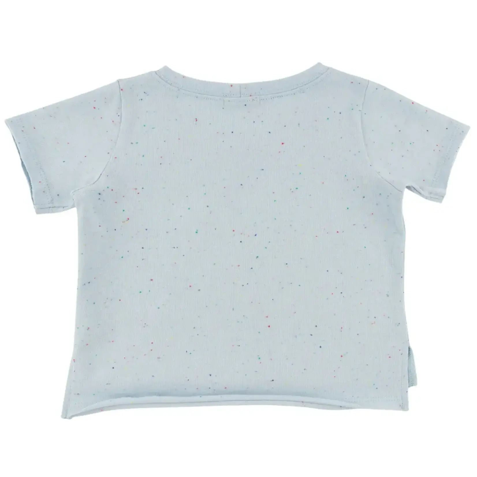 Oh Baby! Oh Baby Sky Blue Banana Terry Applique Confetti Raw Edge Tee
