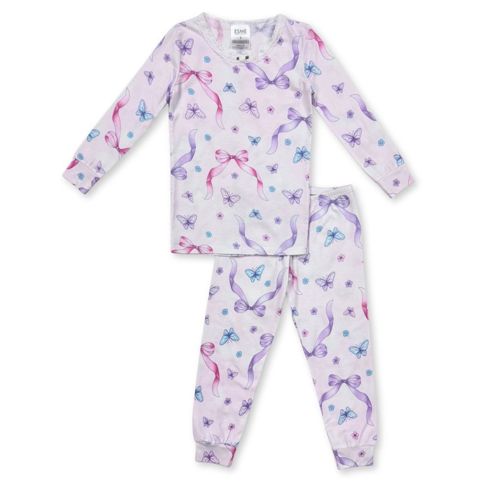 Esme Esme Pink Butterfly Kiss Girls Pajama Set
