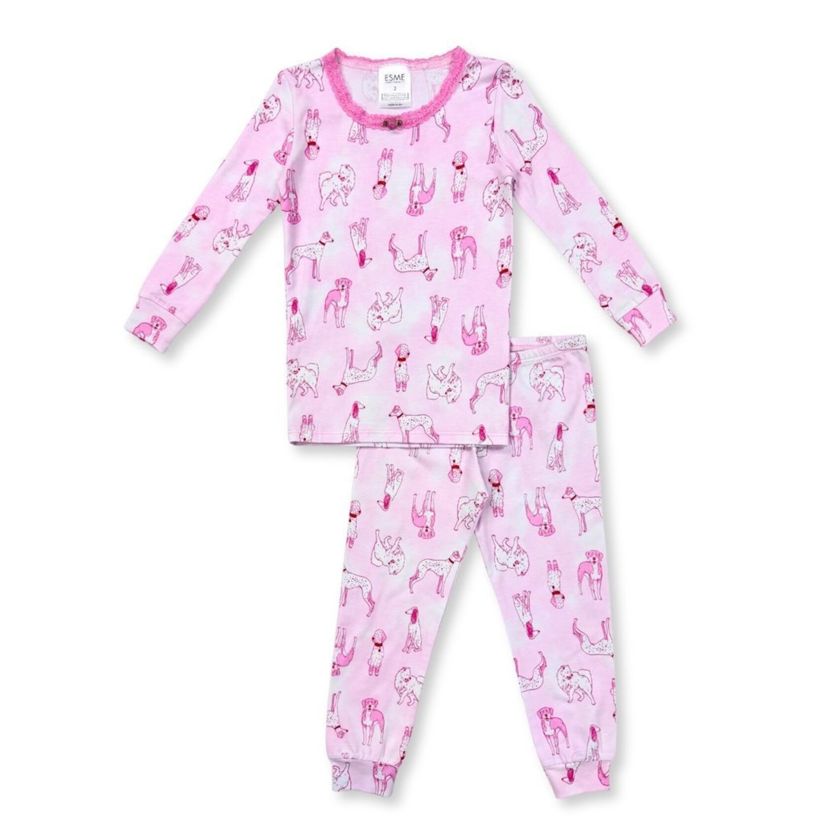 Esme Esme Pink Paw Club Girls L/S Pajama Set