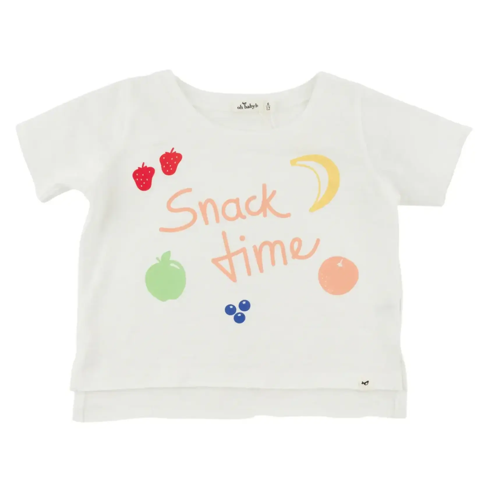 Oh Baby! Oh Baby Oyster Snack Time Printed Raw Edge Tee