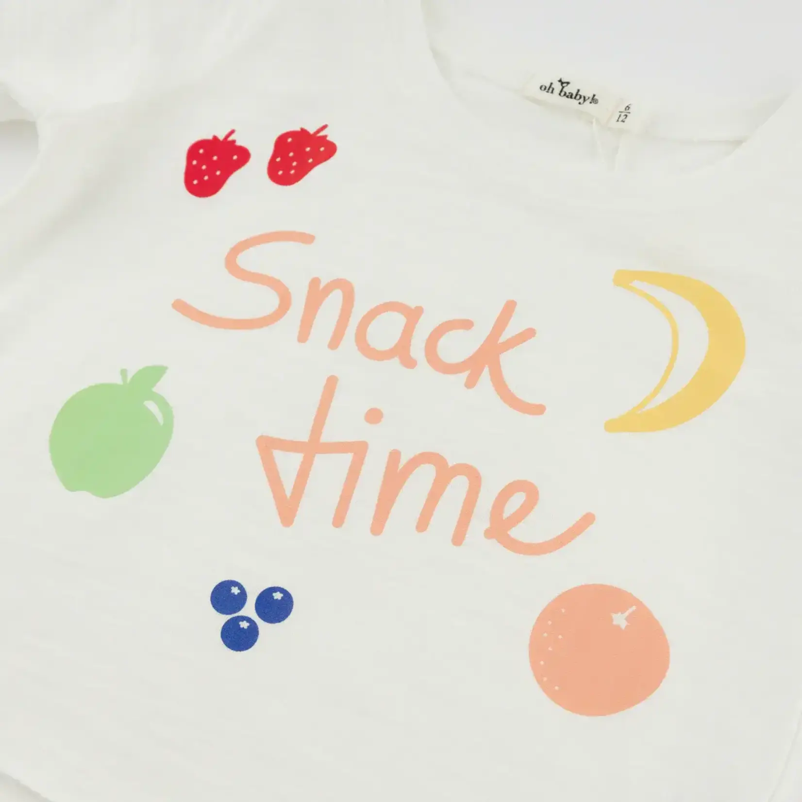 Oh Baby! Oh Baby Oyster Snack Time Printed Raw Edge Tee