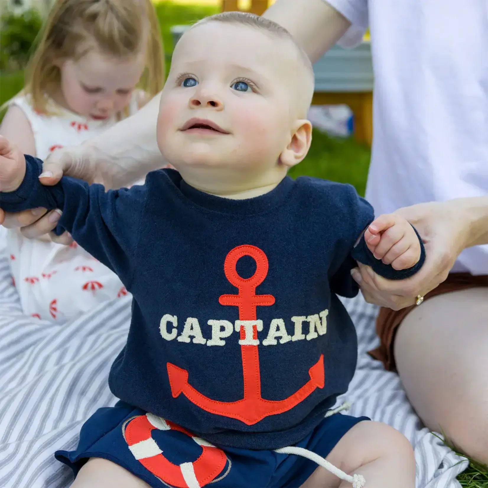 Oh Baby! Oh Baby Navy Captain W/ Anchor Brooklyn Boxy Sweatshirt