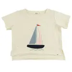 Oh Baby! Oh Baby Natural Sailboat Applique Confetti Raw Edge Tee
