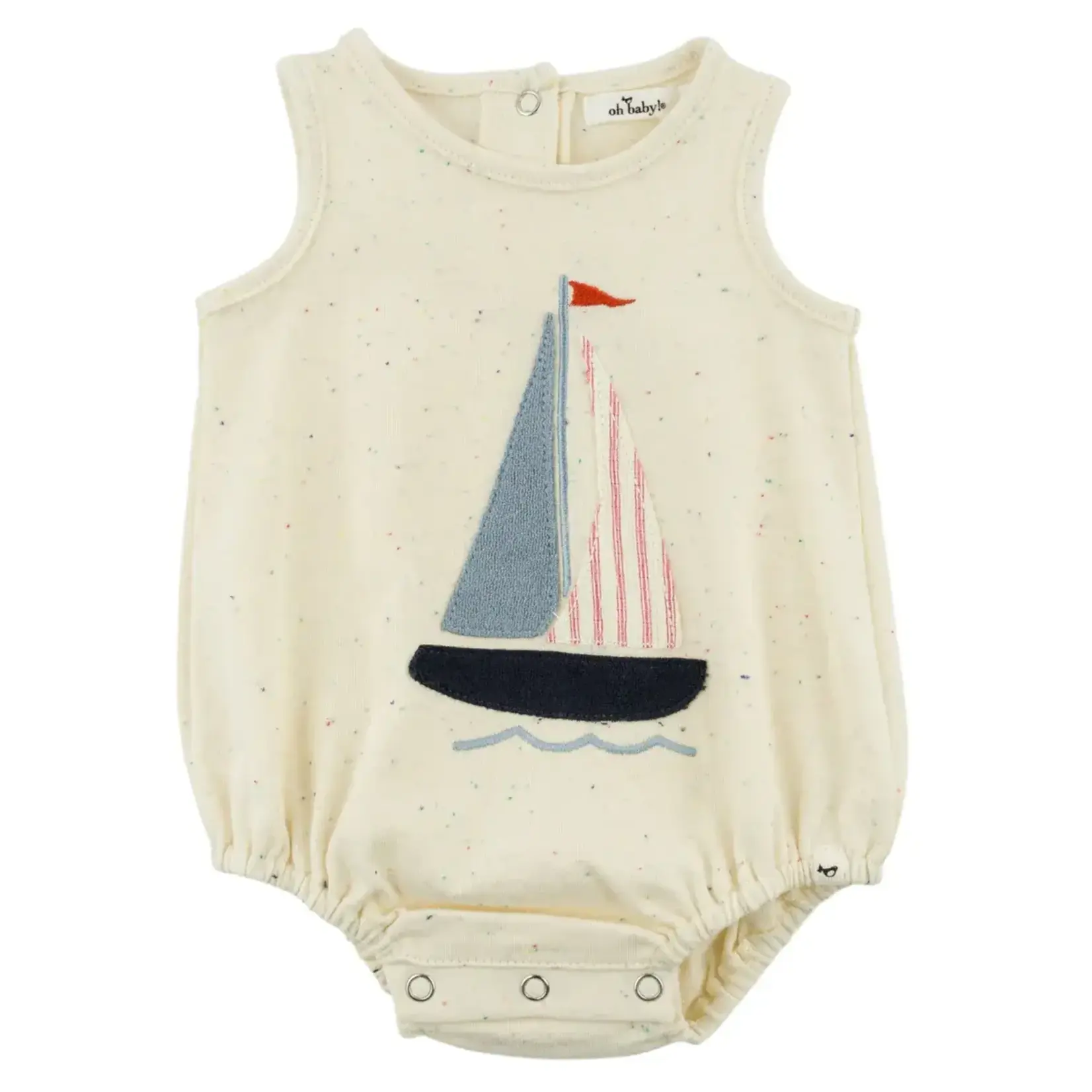 Oh Baby! Oh Baby Natural Sailboat Applique Confetti Bubble