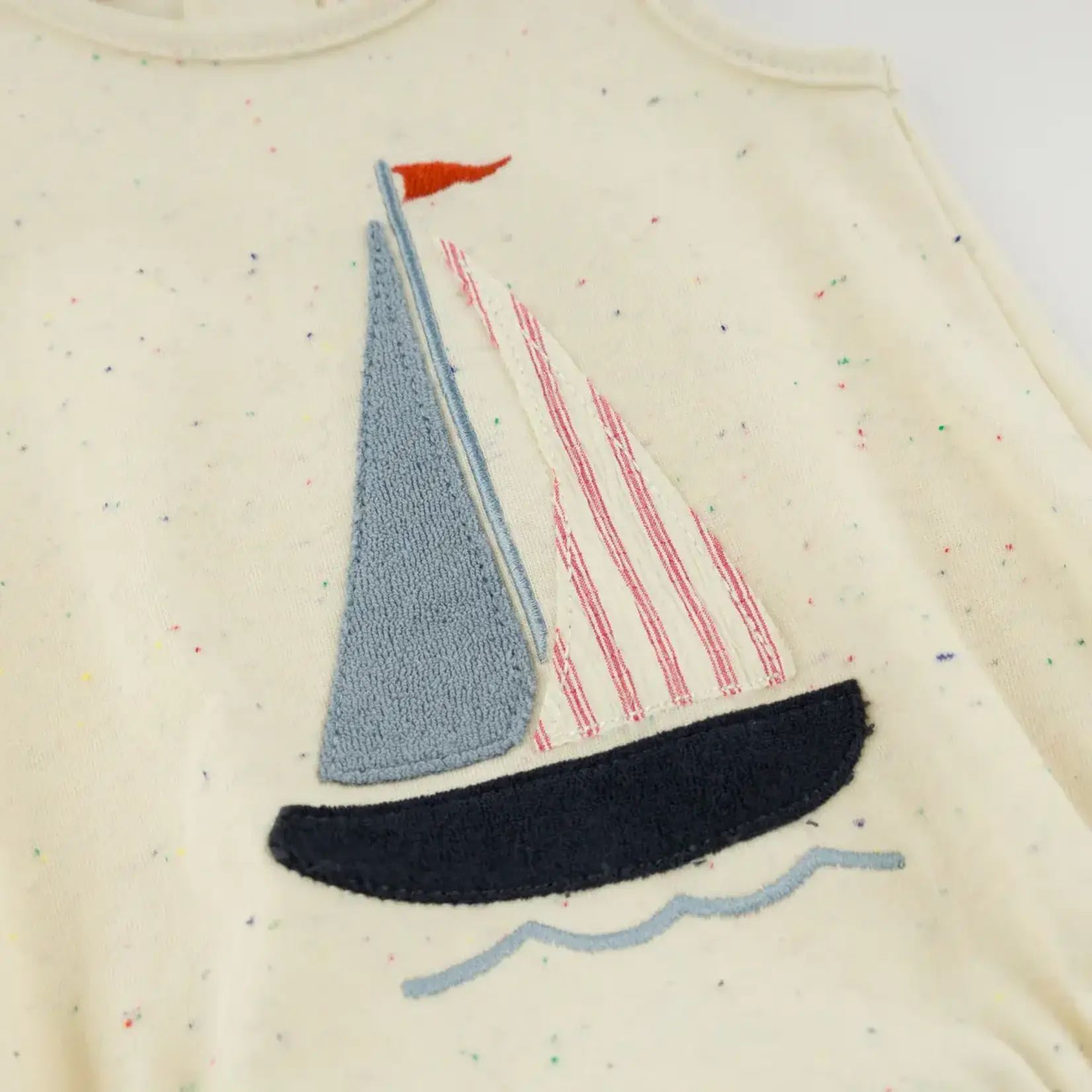 Oh Baby! Oh Baby Natural Sailboat Applique Confetti Bubble