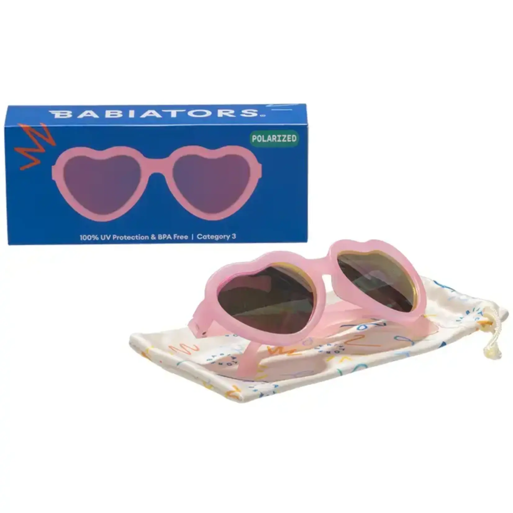 Babiators Babiators Frosted Pink Heart Purple Polarized Mirrored Lenses Sunglasses