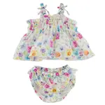 Oh Baby! Oh Baby Cream Watercolor Wildflowers Brandie Dress & Panty Set