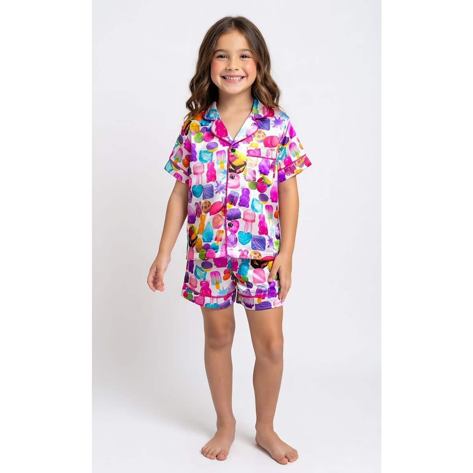 Tweenstyle By Stoopher Tweenstyle By Stoopher Multi All Things Squishy Print Satin Loungewear Set