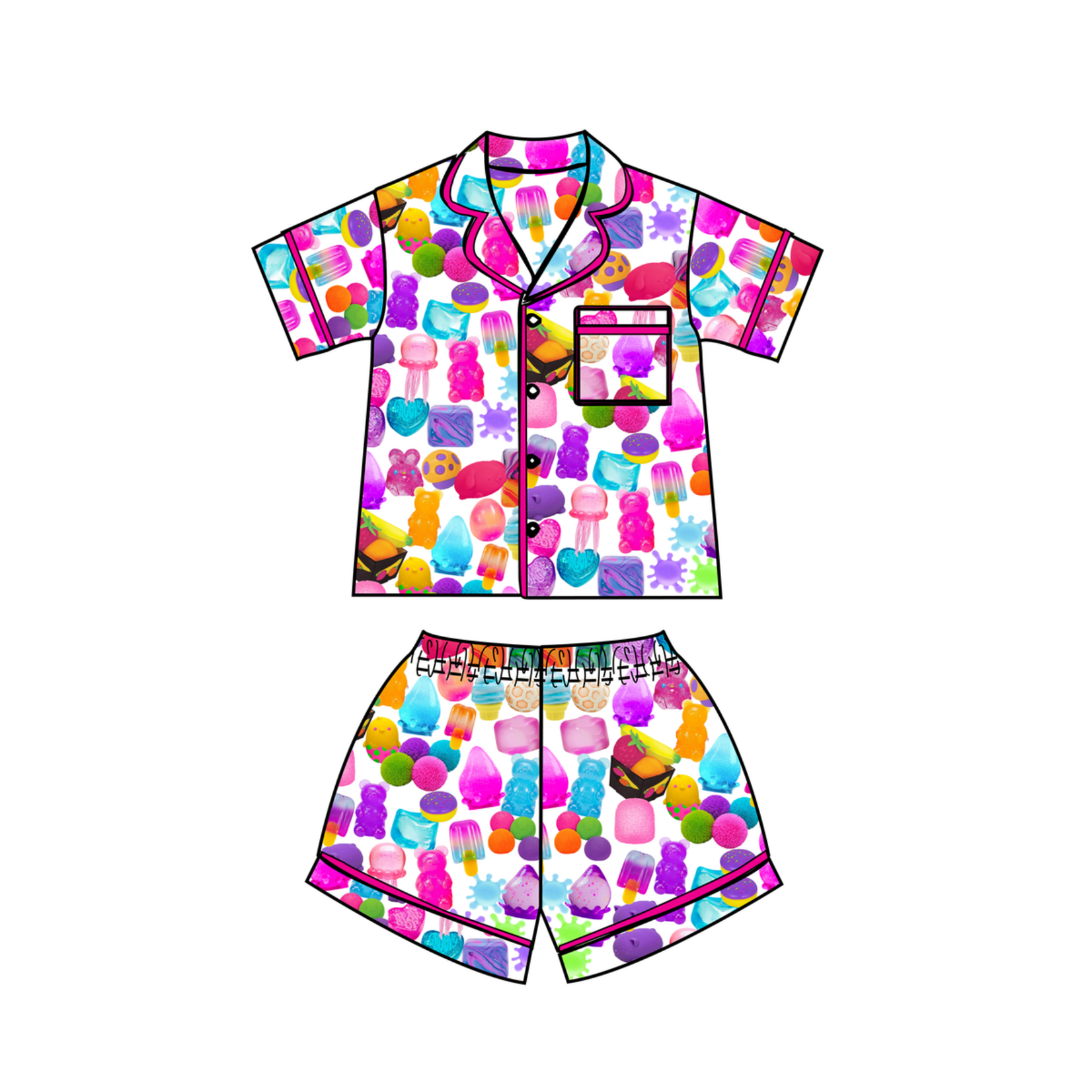 Tweenstyle By Stoopher Tweenstyle By Stoopher Multi All Things Squishy Print Satin Loungewear Set