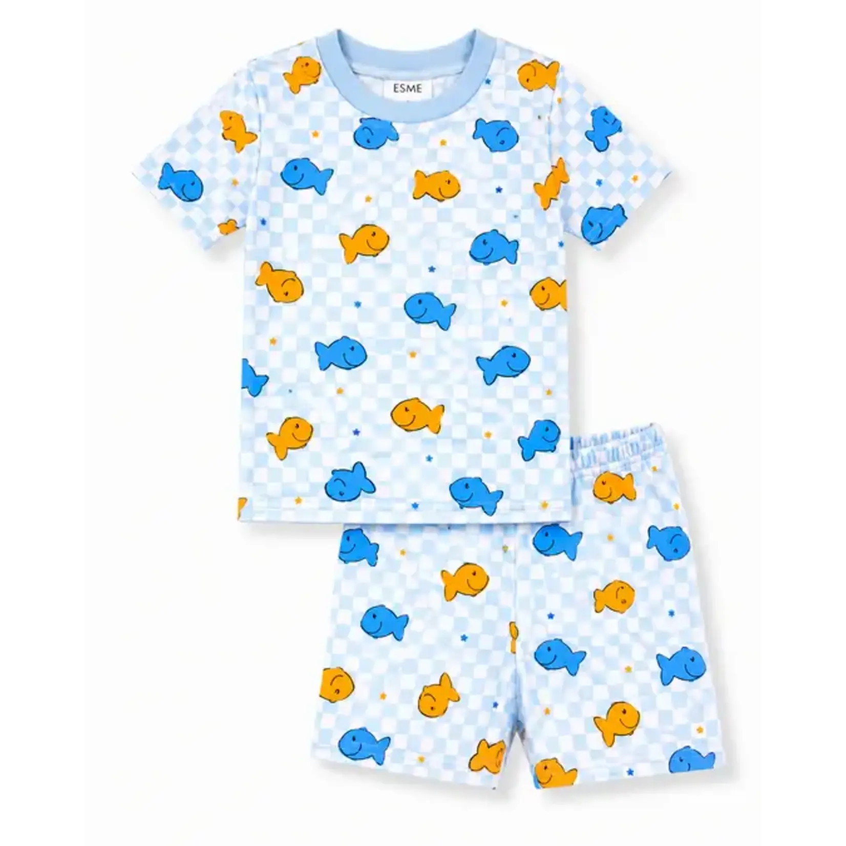 Esme Esme Blue Goldfish Boys S/S Top & Shorts Pajama Set