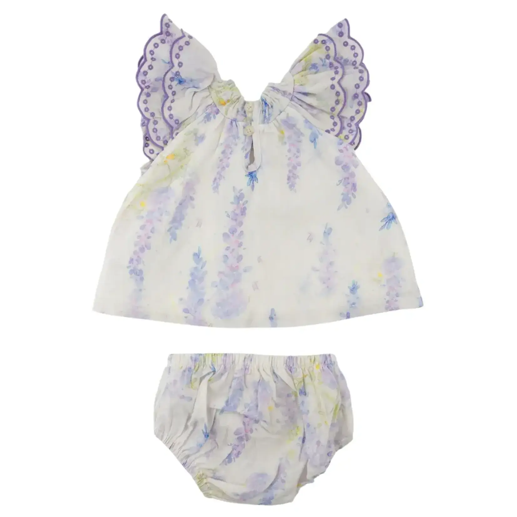 Oh Baby! Oh Baby Lilac Watercolor Lilacs Giselle Blouse & Panty Set