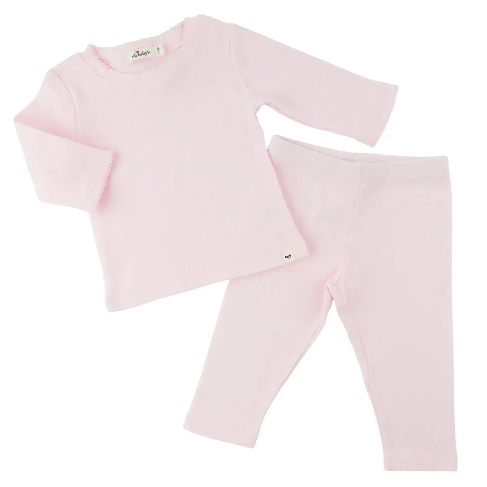 Oh Baby! Oh Baby Pale Pink Hearts Pointelle Pico Edge 2pc Set