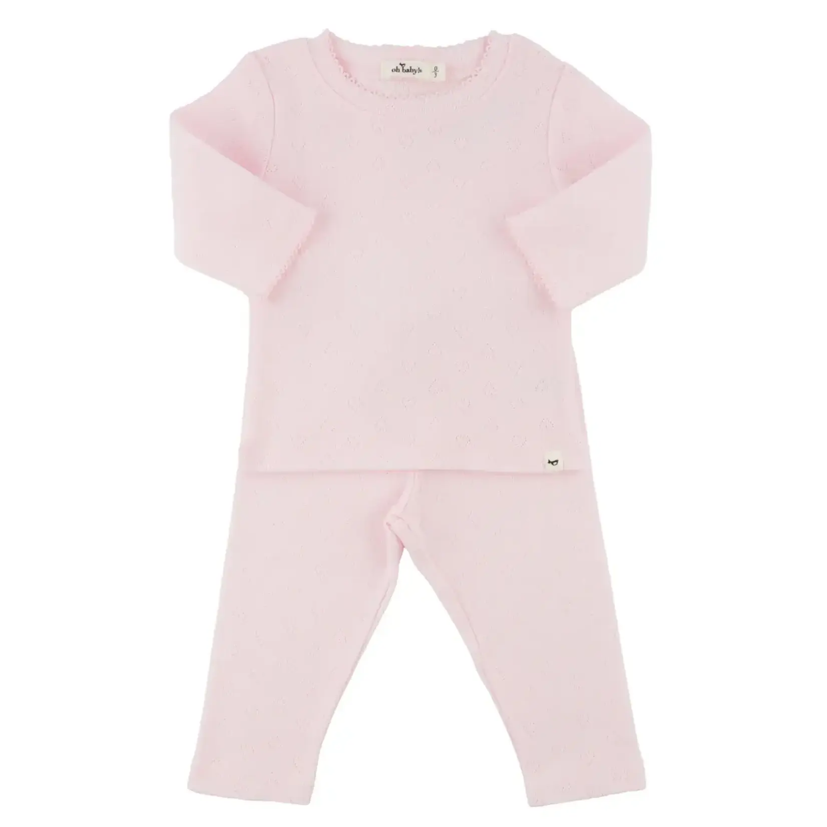 Oh Baby! Oh Baby Pale Pink Hearts Pointelle Pico Edge 2pc Set