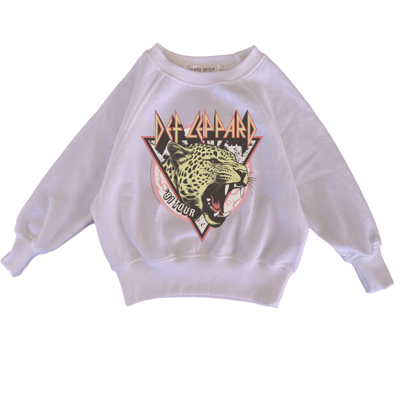 Rowdy Sprout Rowdy Sprout Preppy Pink Def Leppard Roar Pink Raglan Fleece Sweatshirt