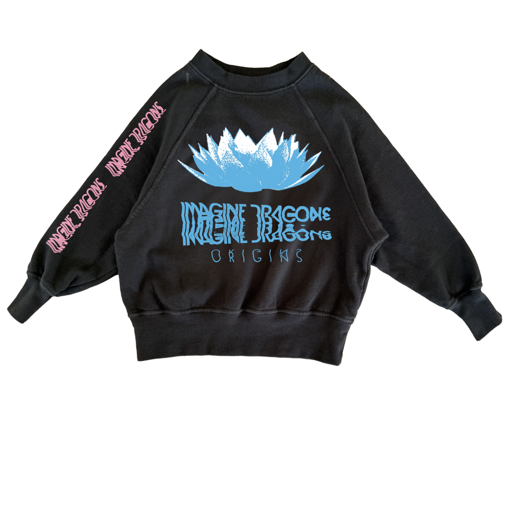 Rowdy Sprout Rowdy Sprout Washed Black Imagine Dragons Lotus Raglan Fleece Sweatshirt