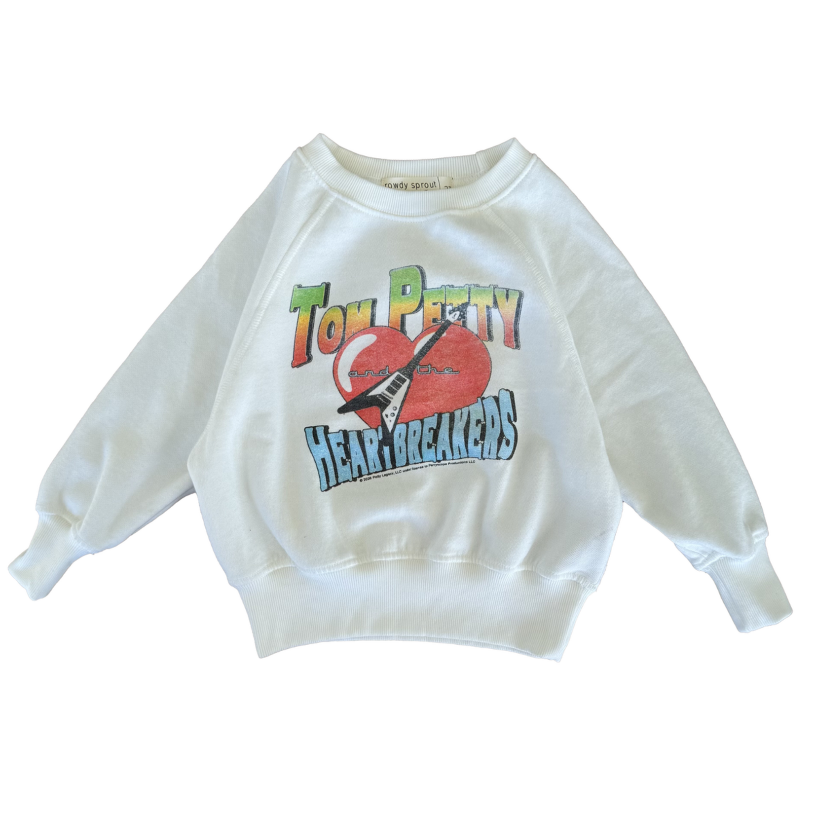Rowdy Sprout Rowdy Sprout Marshmallow Tom Petty & The Heartbreakers Vintage Logo Raglan Sweatshirt