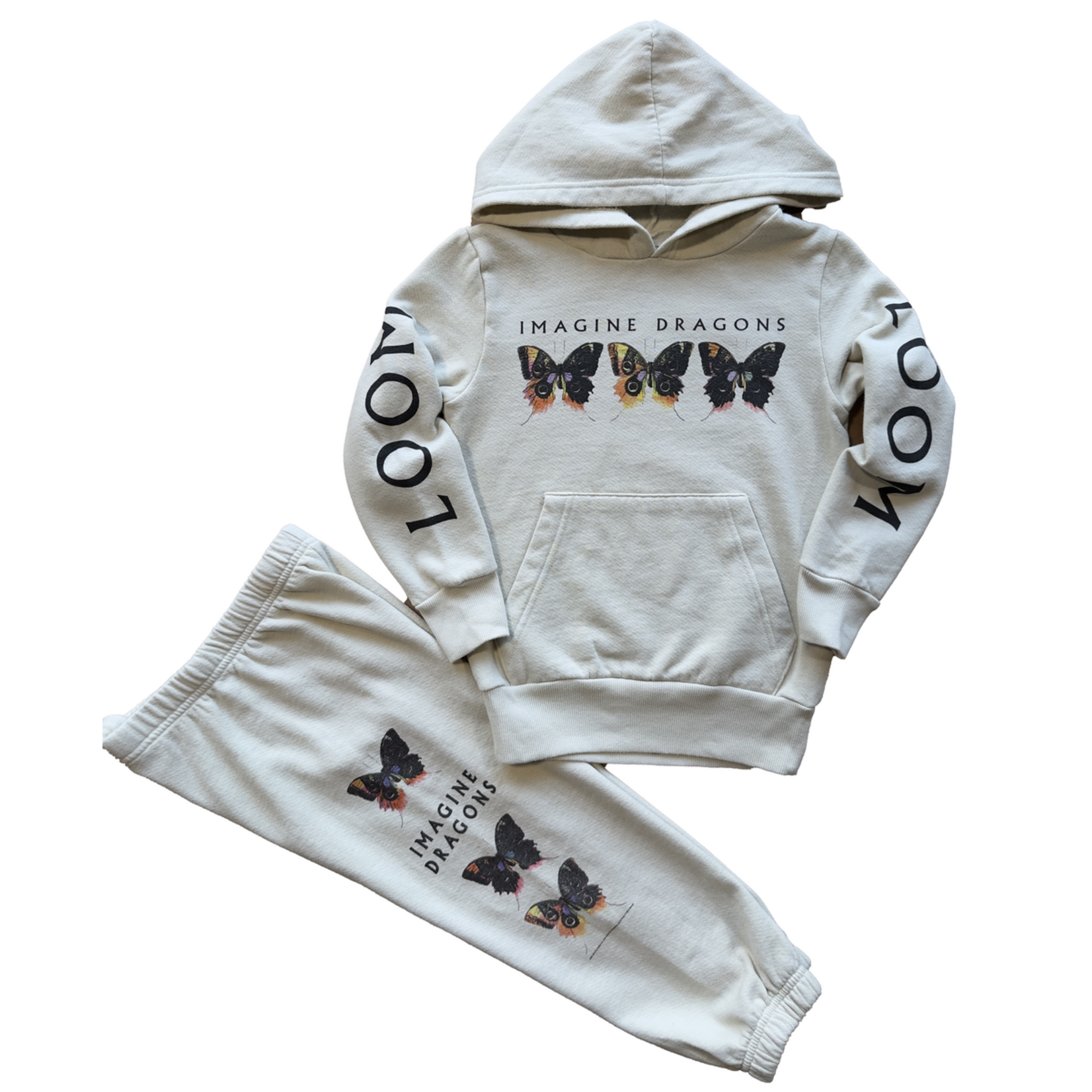Rowdy Sprout Rowdy Sprout Bone White Imagine Dragons Loom Butterfly Hoody