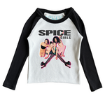 Rowdy Sprout Rowdy Sprout Vintage Black/White Spice Girls Heels Girls Ribbed Raglan Top