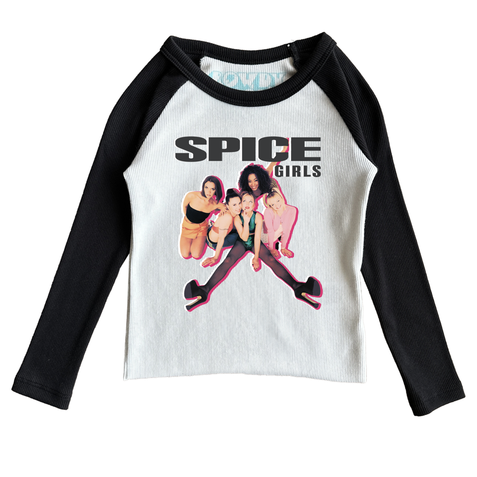 Rowdy Sprout Rowdy Sprout Vintage Black/White Spice Girls Heels Girls Ribbed Raglan Top