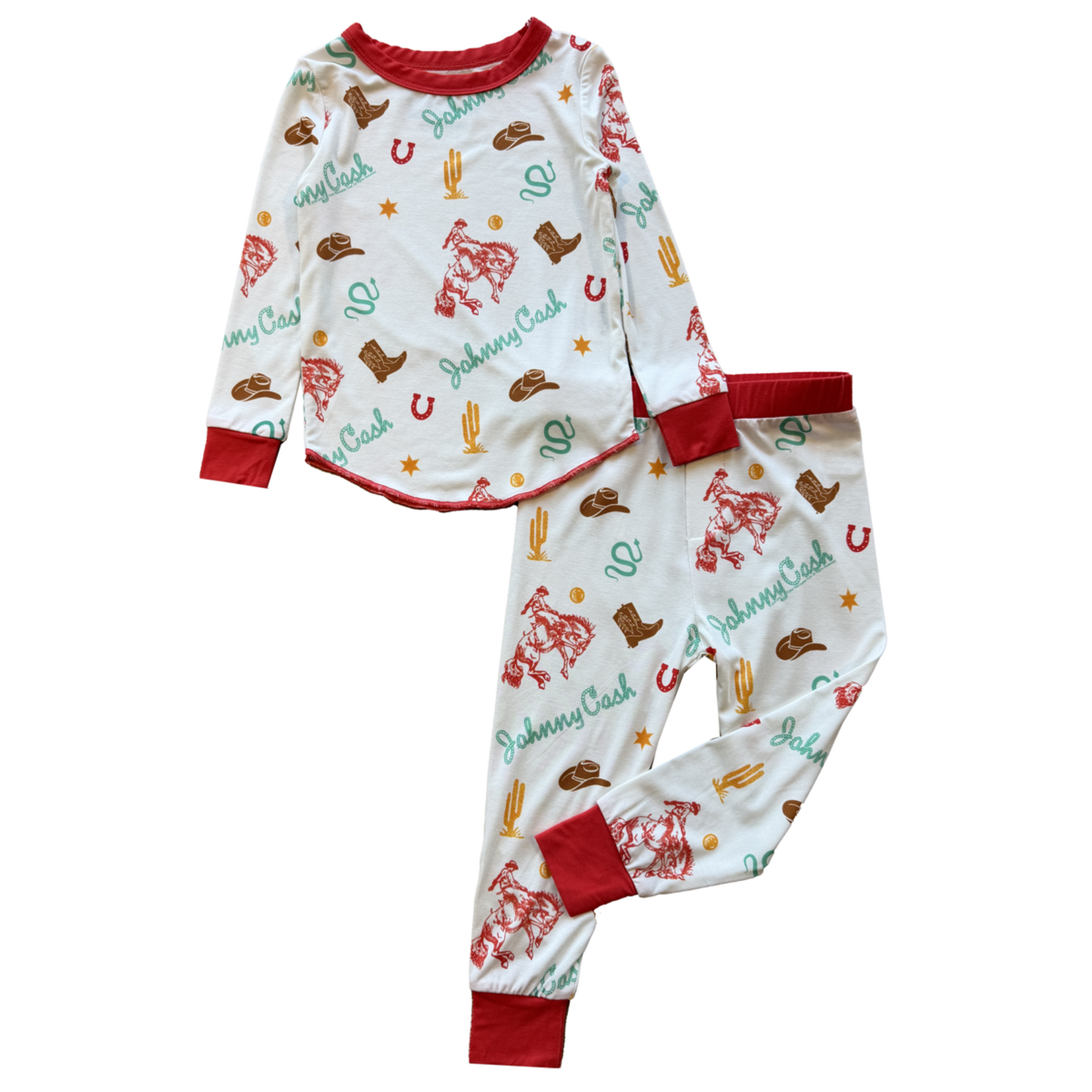 Rowdy Sprout Rowdy Sprout Pattern/Red Johnny Cash Giddy Up Pajama Set