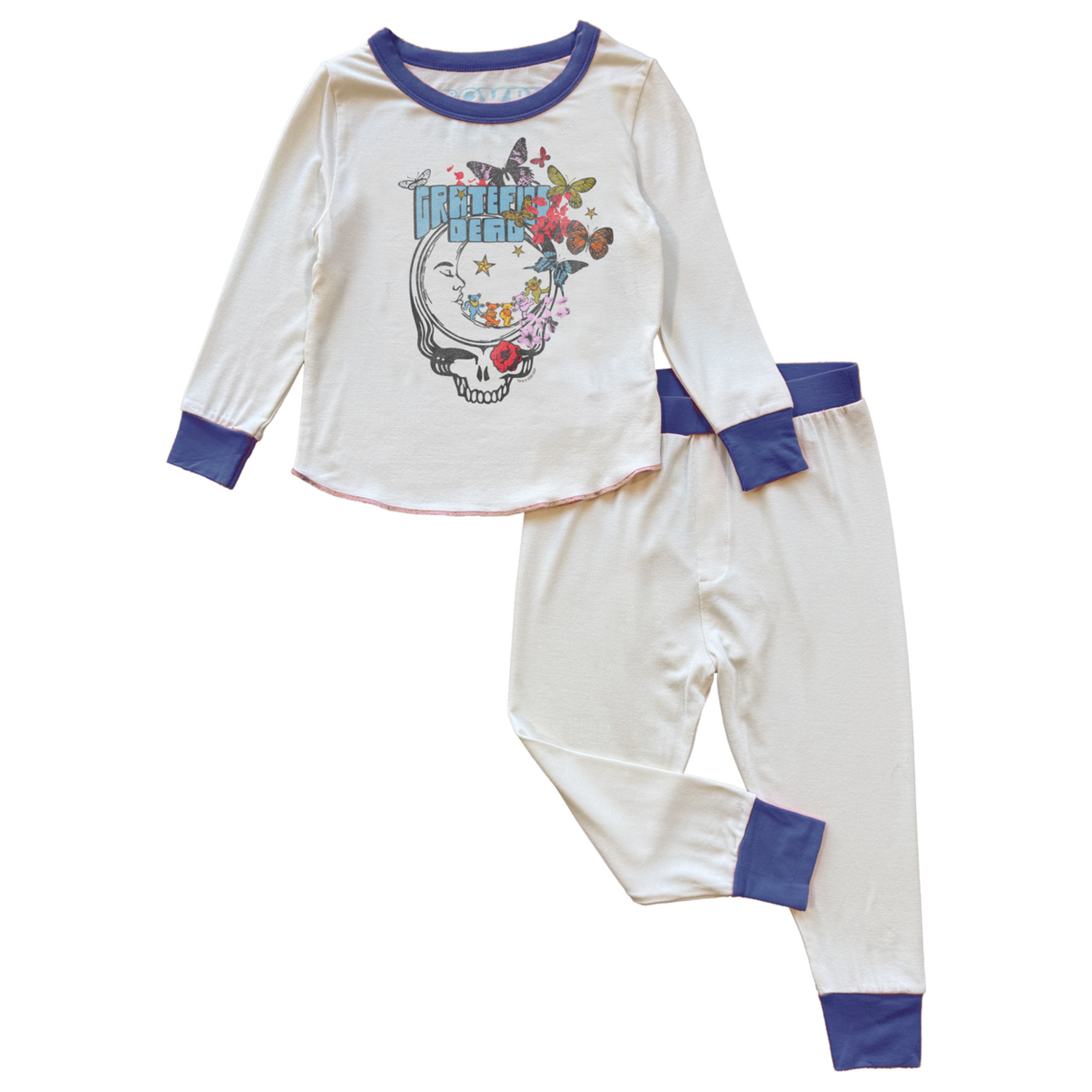 Rowdy Sprout Rowdy Sprout Vintage White/Blue Grateful Dead Goodnight Stealie Bloom Bamboo Pajama Set