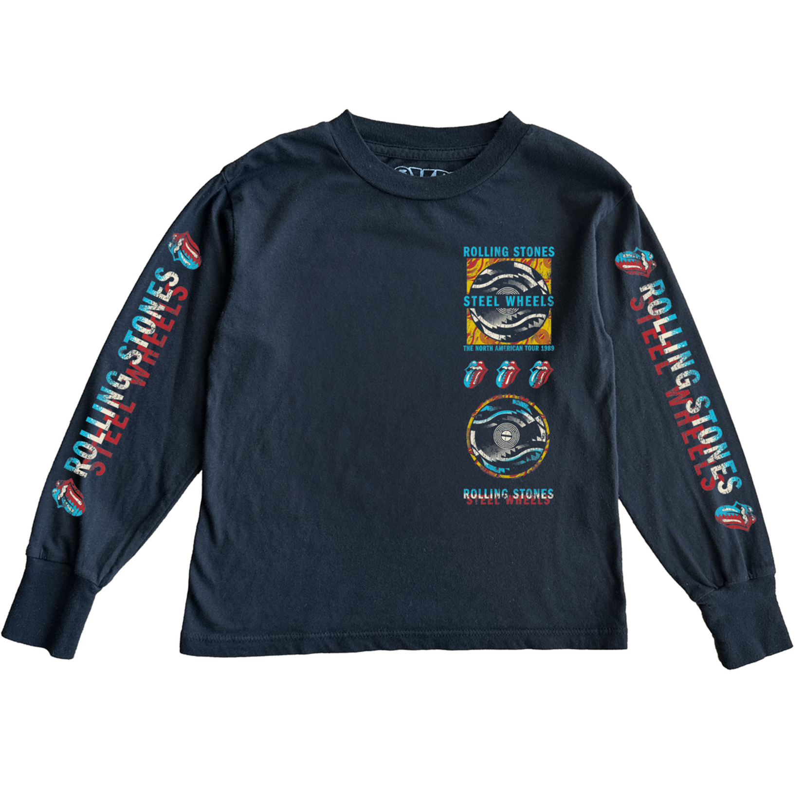 Rowdy Sprout Rowdy Sprout Vinatage Black Rolling Stones Racing Steel Wheels L/S Tee
