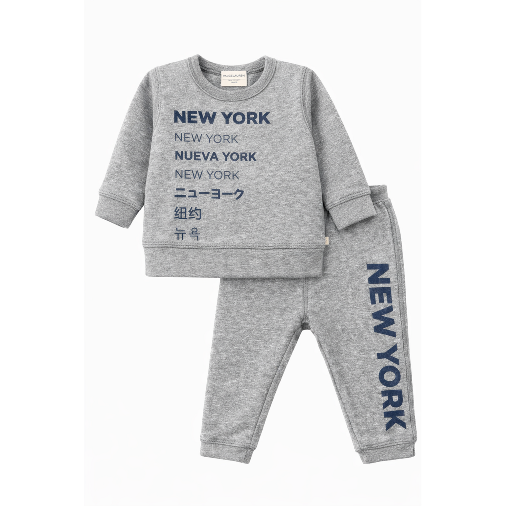 Paige Lauren Paige Lauren Blue Graphic Vintage Heathered Fleece Loungewear Sets