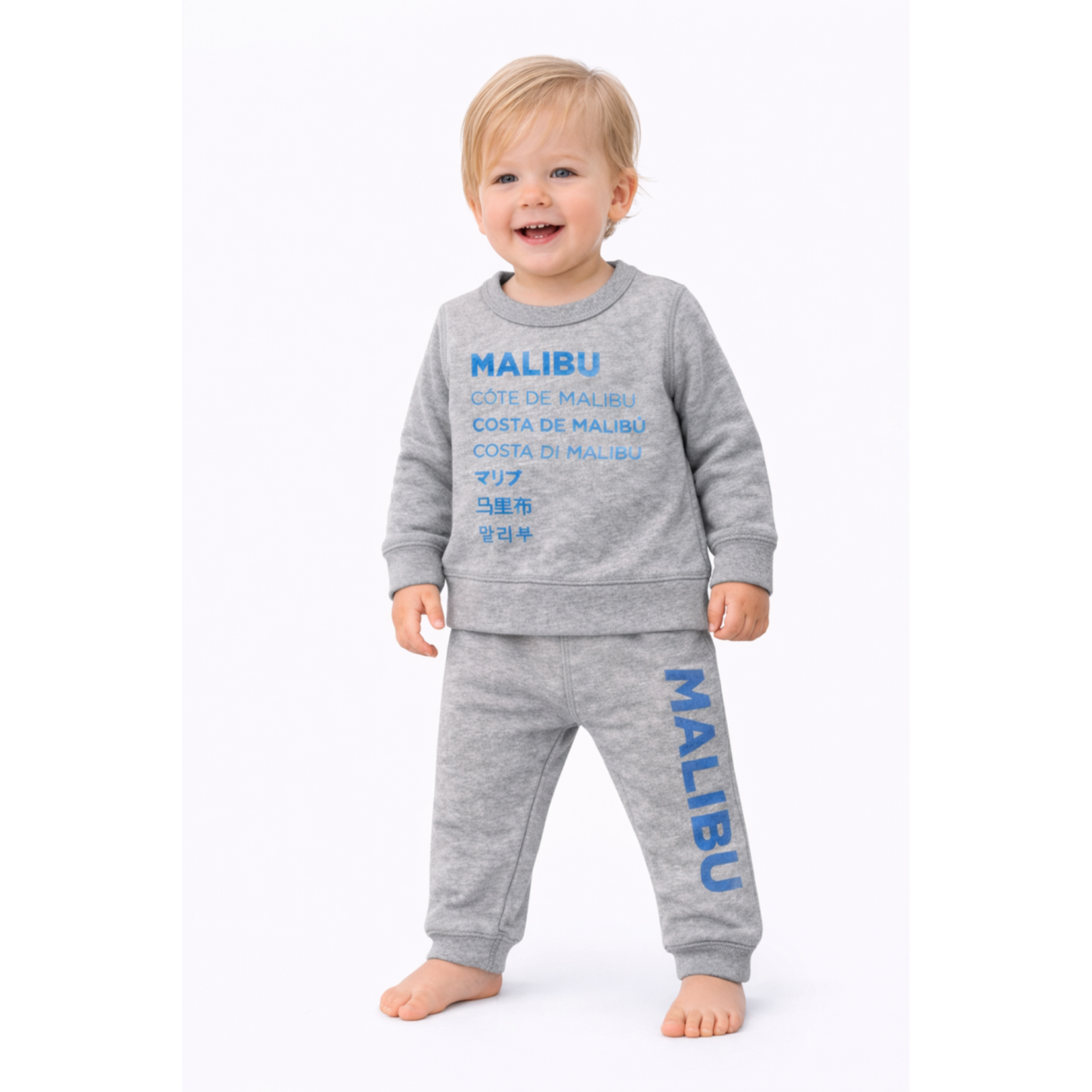 Paige Lauren Paige Lauren Blue Graphic Vintage Heathered Fleece Loungewear Sets