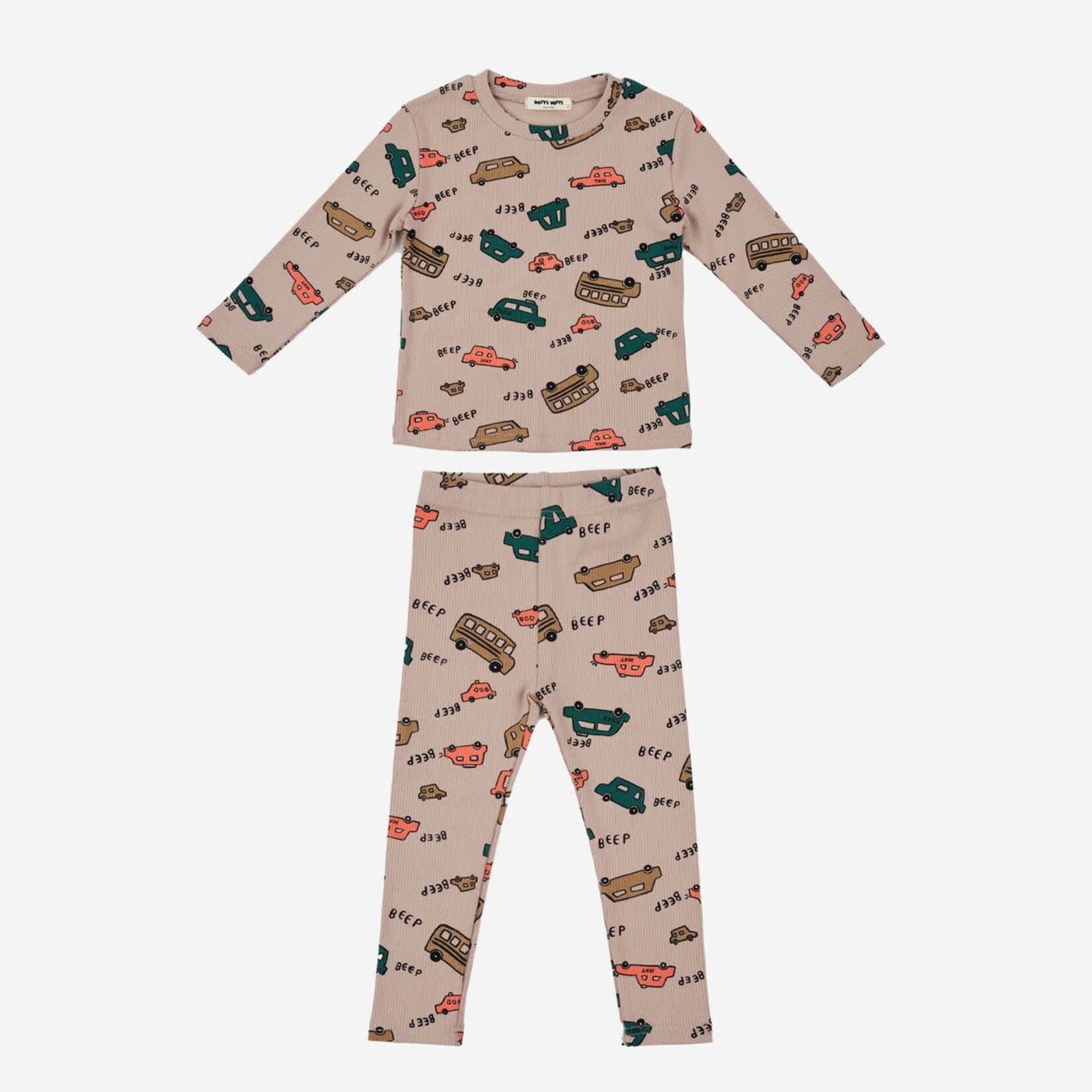 Petite Hailey Petite Hailey Brown Car Robot Print PJ Set
