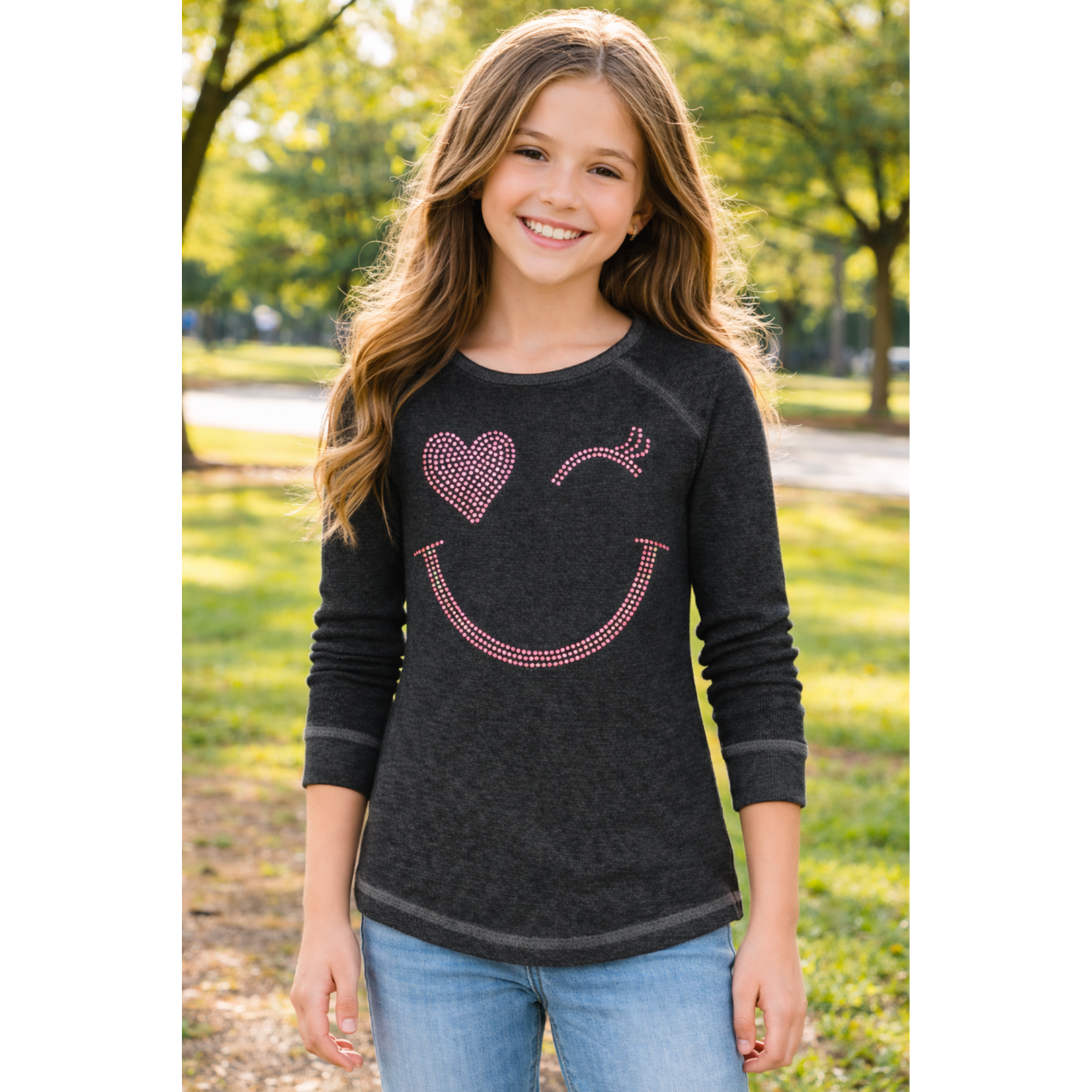 Tweenstyle By Stoopher Tweenstyle By Stoopher Black Sparkle Wink Stones L/S Thermal Top