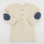 Oh Baby! Oh Baby Natural Sweater Blue Knit Elbow Patch Henley