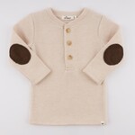 Oh Baby! Oh Baby Natural Sweater Brown Knit Elbow Patch Henley