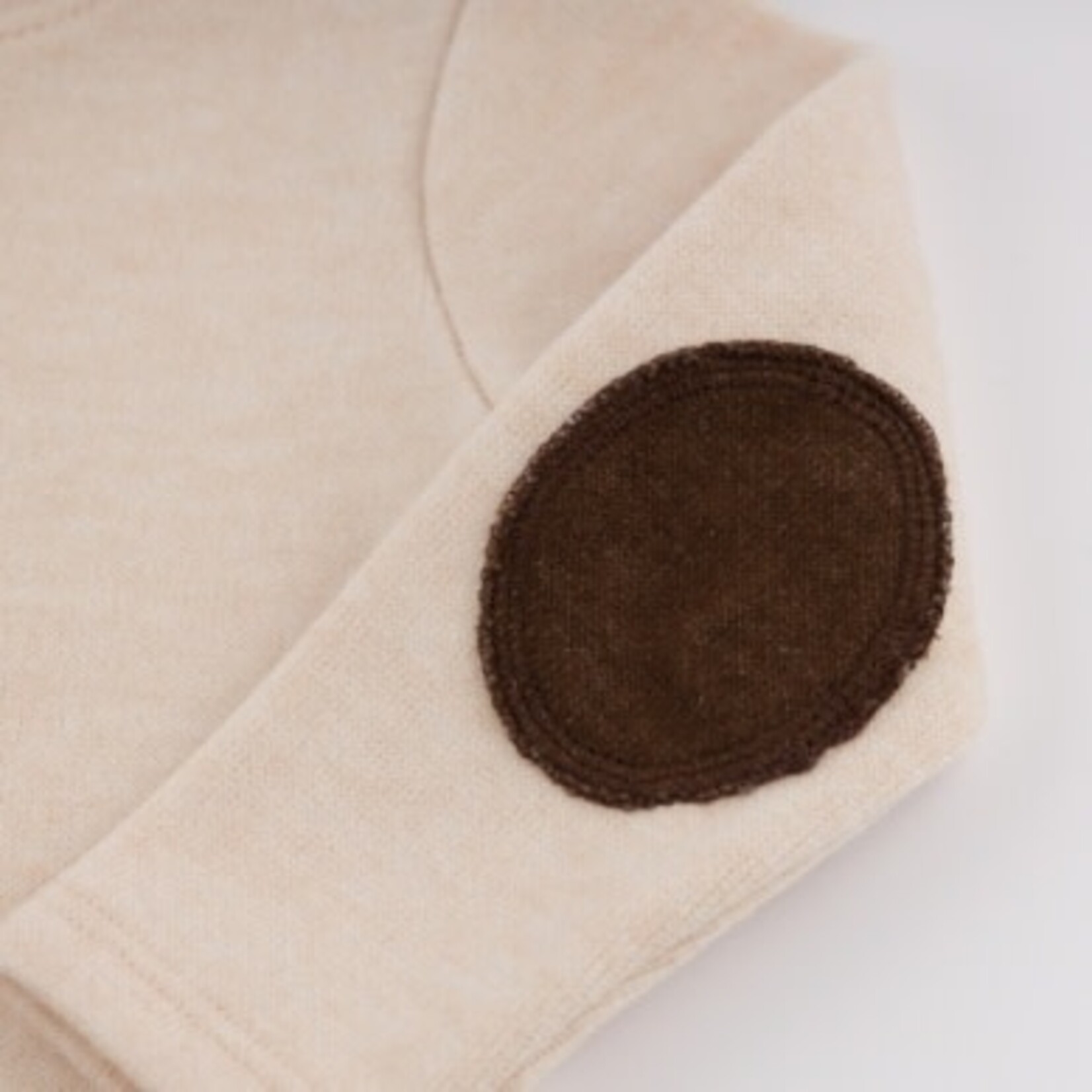 Oh Baby! Oh Baby Natural Sweater Brown Knit Elbow Patch Henley