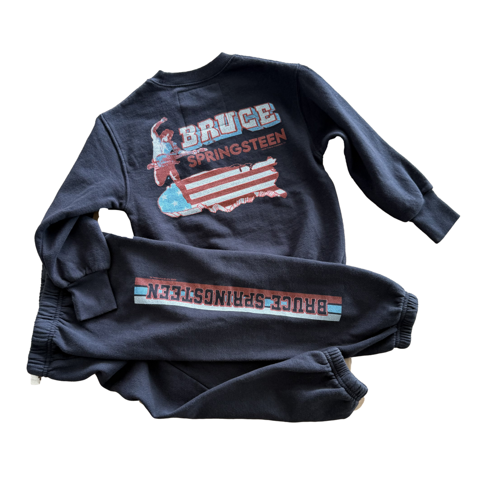 Rowdy Sprout Rowdy Sprout Washed Black Bruce Springsteen Borin In The USA Crew Sweatshirt