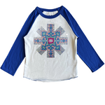 Rowdy Sprout Rowdy Sprout Vintage White/Blue Red Hot Chili Peppers Asterisk Snowflake Raglan Tee