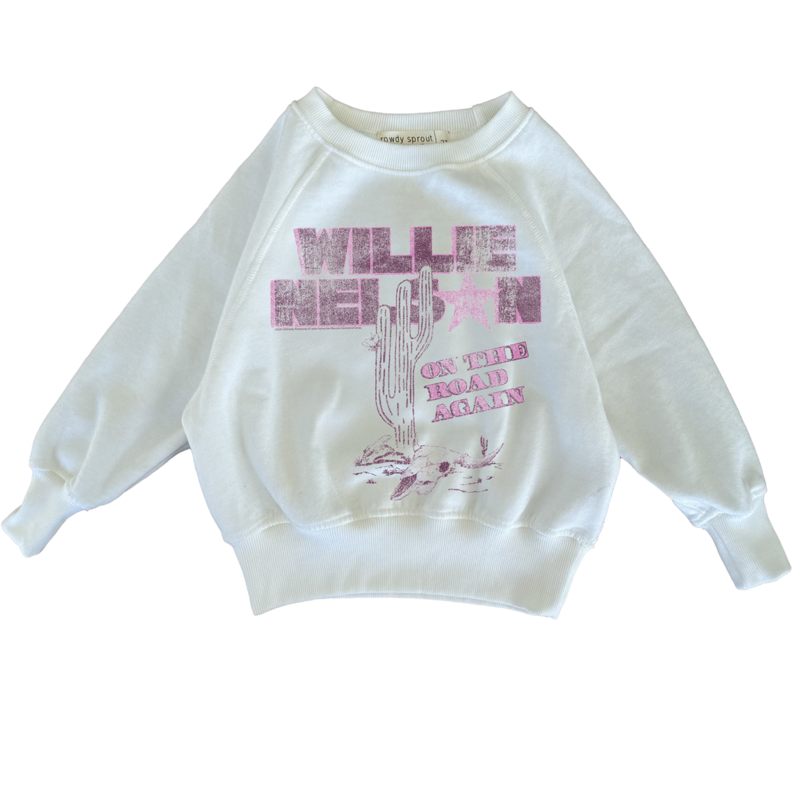 Rowdy Sprout Rowdy Sprout Marshmallow Willie Nelson On the Road Raglan Sweatshirt