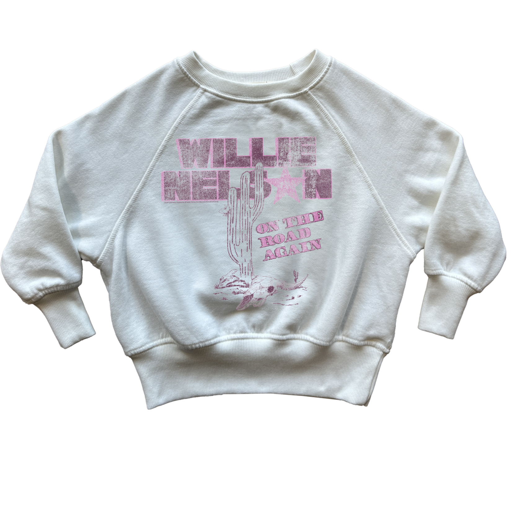Rowdy Sprout Rowdy Sprout Marshmallow Willie Nelson On the Road Raglan Sweatshirt